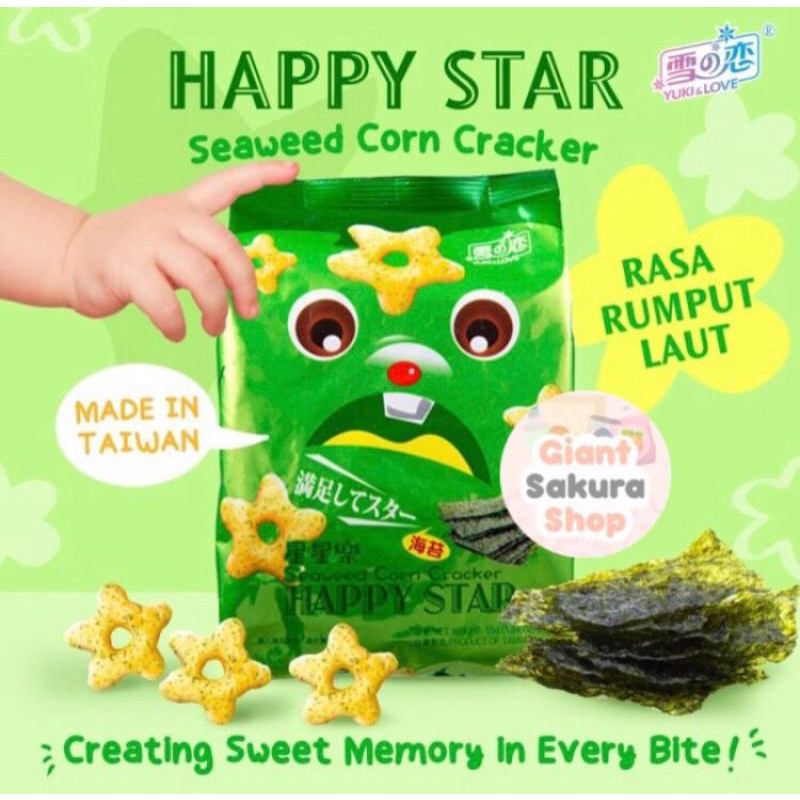 

Happy Star Seaweed Corn Cracker / Snack impor / cemilan