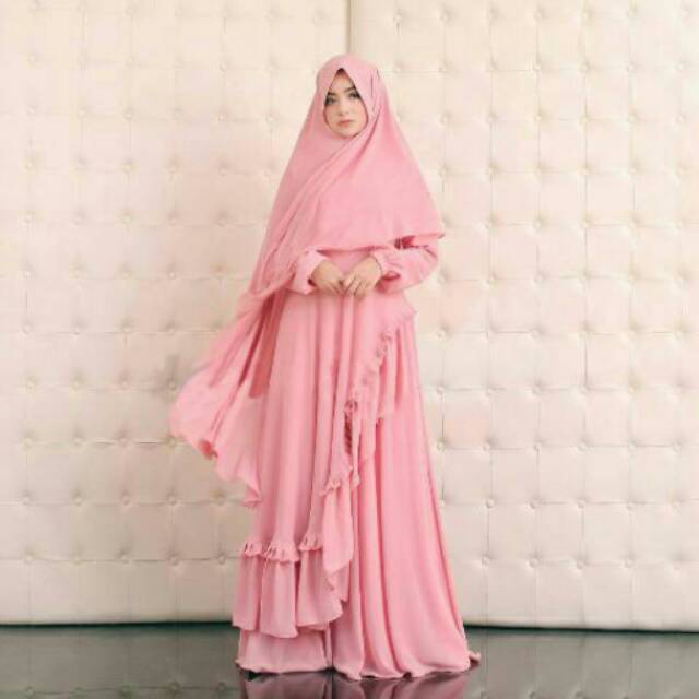 Syariah serena pink, cream,biru muda+bergo