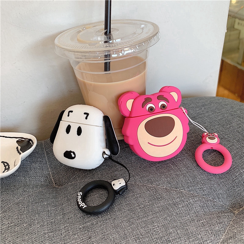 Casing Soft Case Silikon Motif Kartun Lotso Huggin Bear Snoopy Untuk Apple Airpods 1 / 2