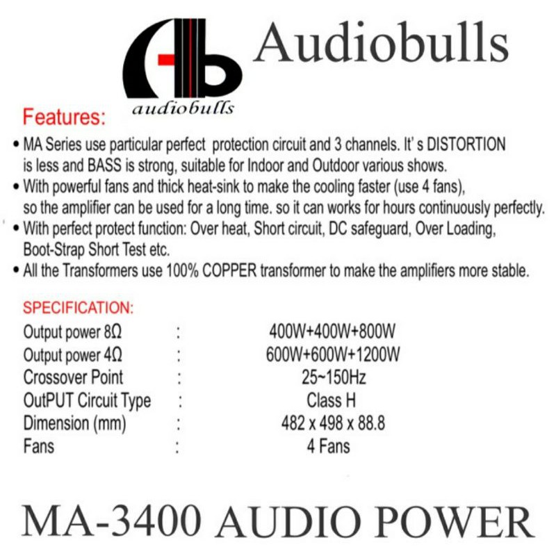 Power AB Audiobulls MA-3400 Power AB Audiobulls Premium Original