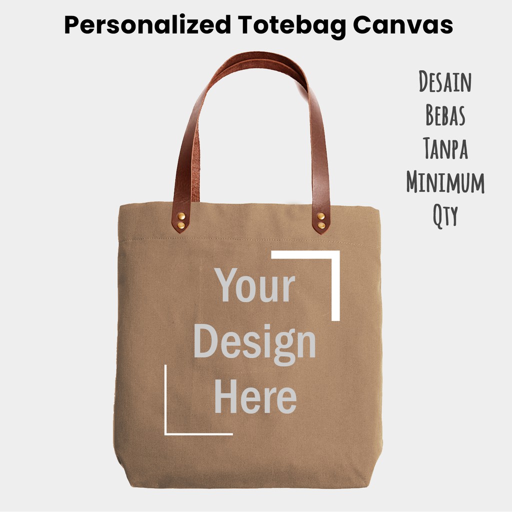 Personalized Custom Totebag Canvas With Synthetic Leather Bisa Request Desain sendiri by crion