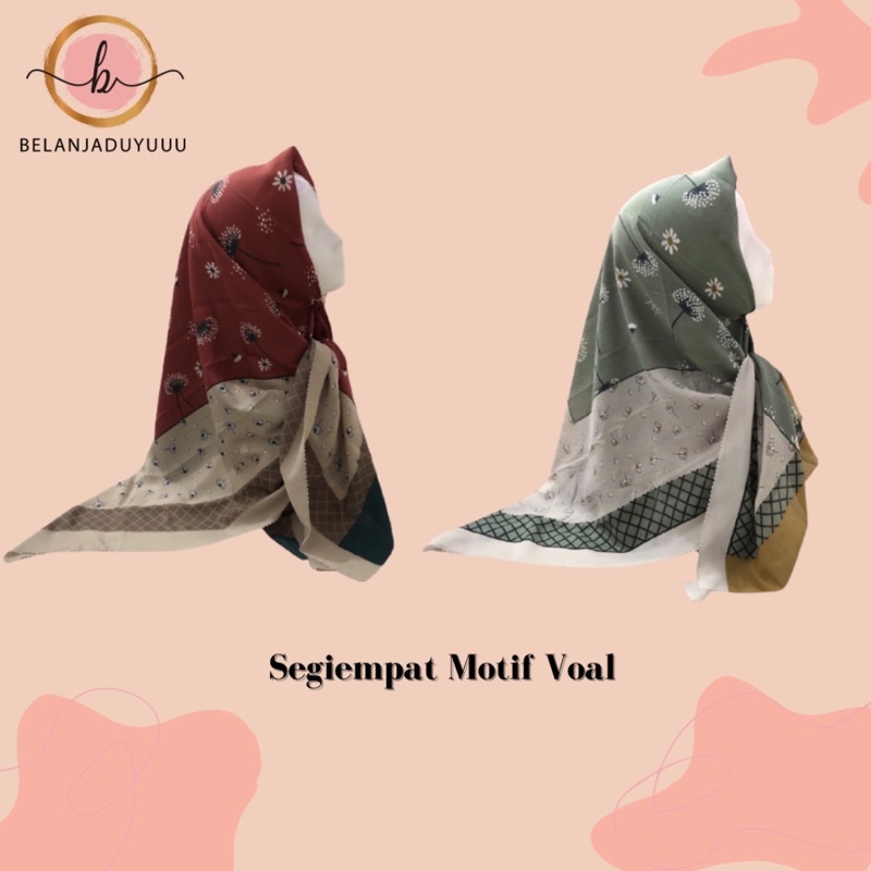 Hijab Voal Motof Segiempat / Voal  printing / voal motif / segiempat motif / hijab voal motif / hijab motif / hijab segiempat motif