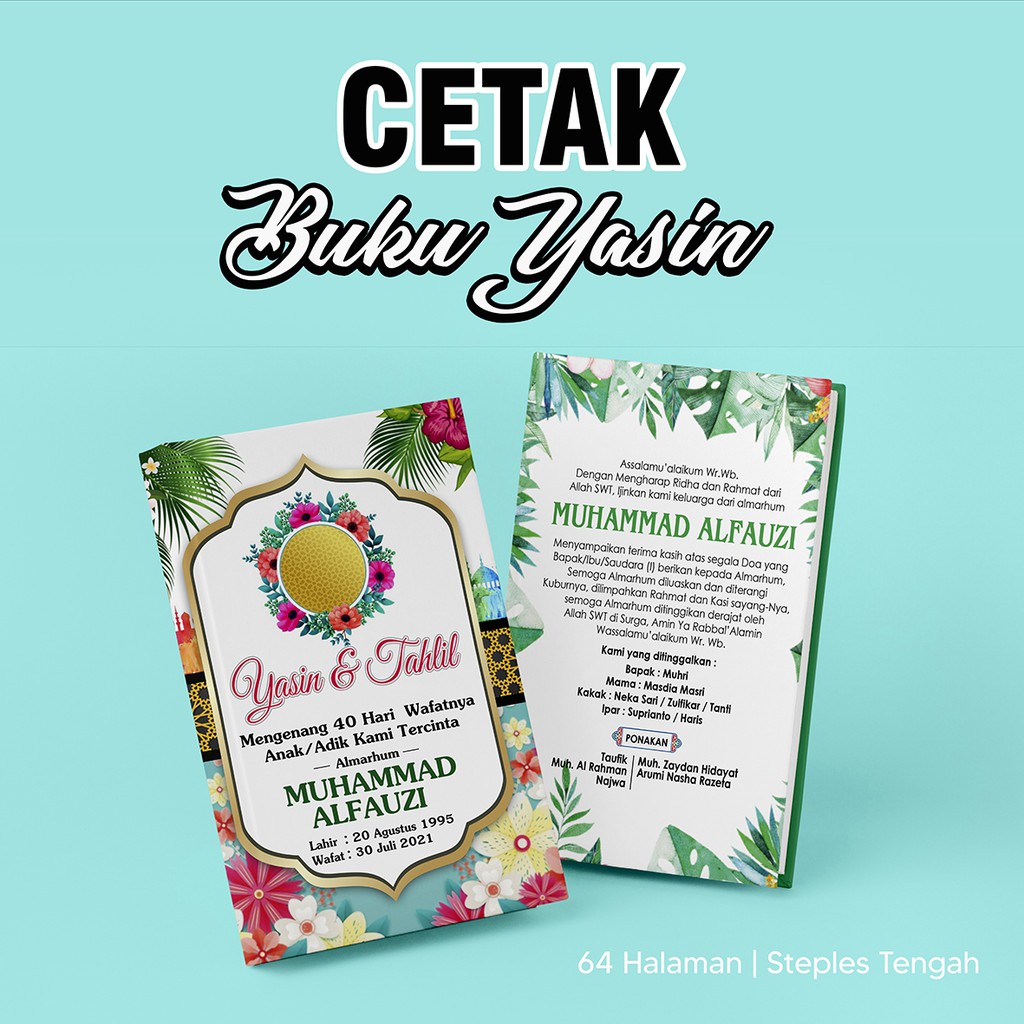 Cetak Buku Yasin 64 Halaman | Buku Yasin dan Tahlil | Free Tambah FOTO