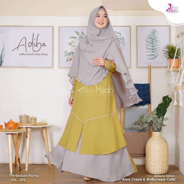 GAMIS SYARI ADIBA SET KHIMAR  || ALWA HIJAB