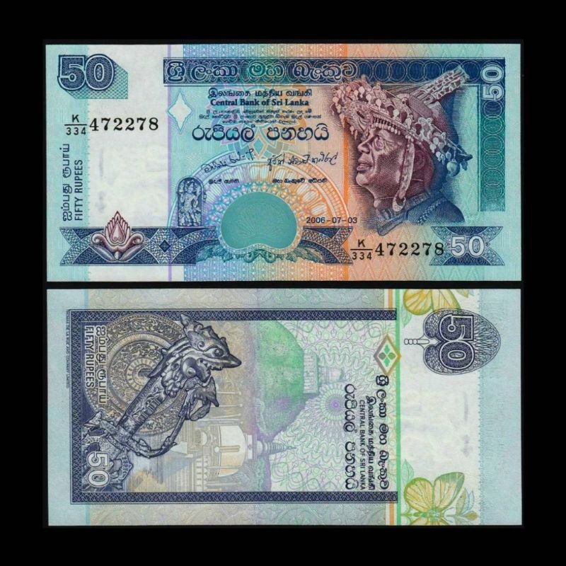 UANG ASING SRI LANKA 50 RUPEE 2006 UNC ORIGINAL BANKNOTE COLLECTION