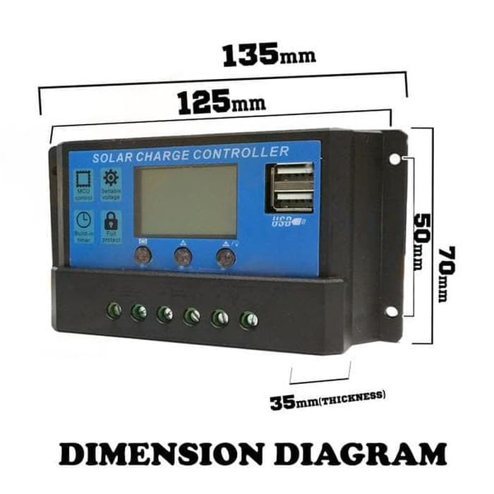 Intelligent PWM Solar Charge Controller 30A dengan USB Port