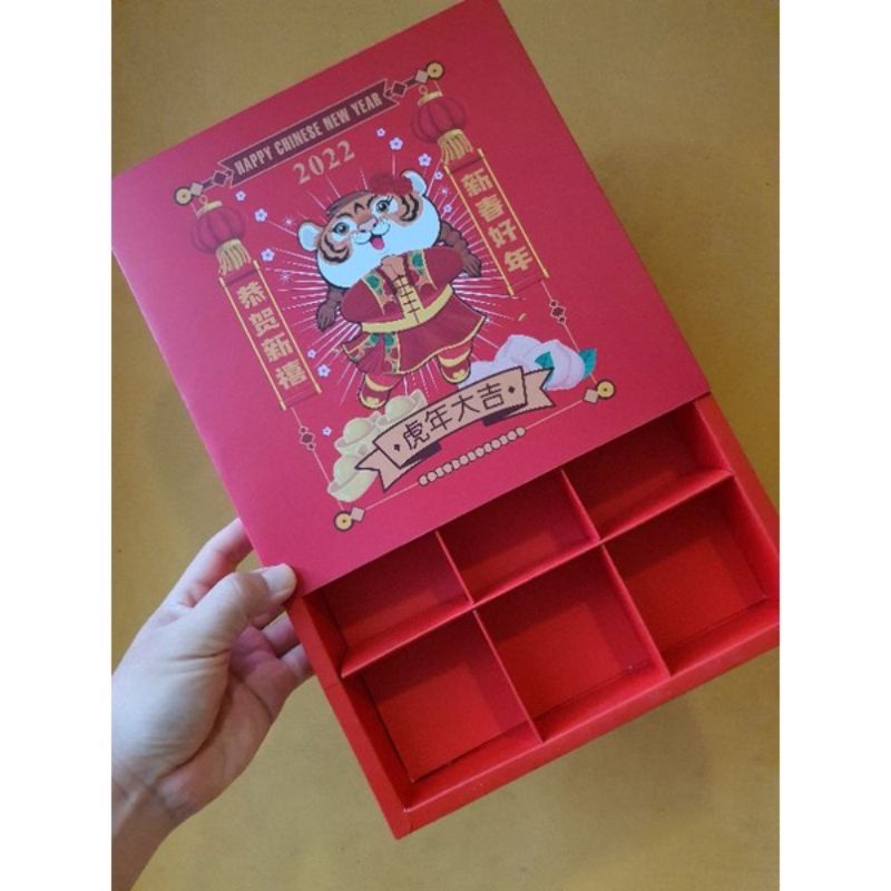 

Dus Kue Imlek eggtart kotak soes box pie sekat 9 Tigers + kartu ucapan 22X22