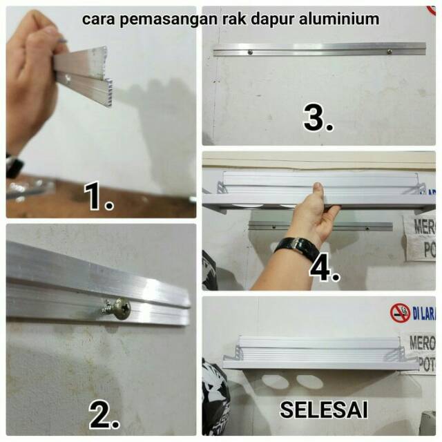 LEBIH PANJANG Rak dinding dapur alumunium