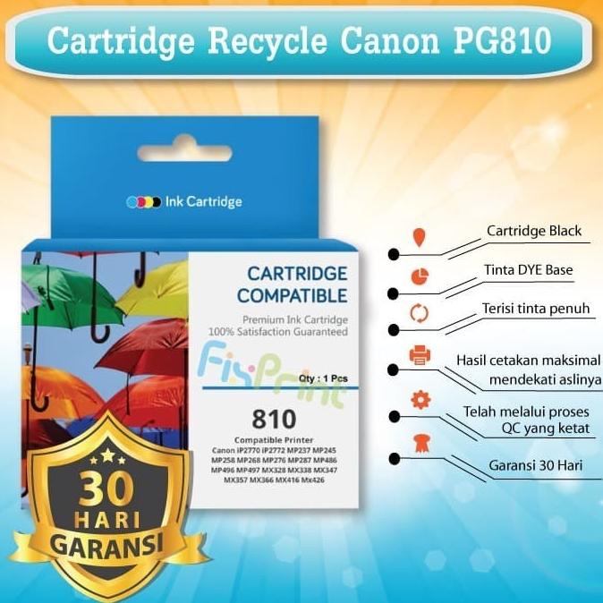 populer] Tinta Cartridge Recycle Canon 810 PG810 PG-810, Printer iP2770 MX328