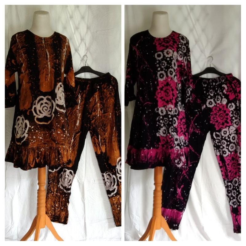 Setelan Rayon Wanita kekinian/One Set Tunik Lengan Panjang (3/4)