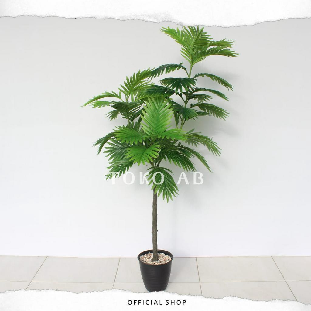 1 PAKET TANAMAN PALM 3 CABANG JUMBO MB 140CM RB6055 BUNGA PLASTIK DEKORASI RUMAH