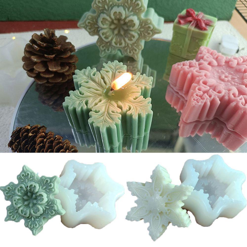 Top Candle Mold Casting Cetakan Lilin Snowflake Resin Kerajinan Tangan Cetakan Silikon