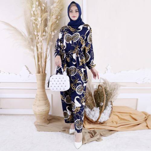 Setelan Gamis Busui Muslim Celana Panjang Beris