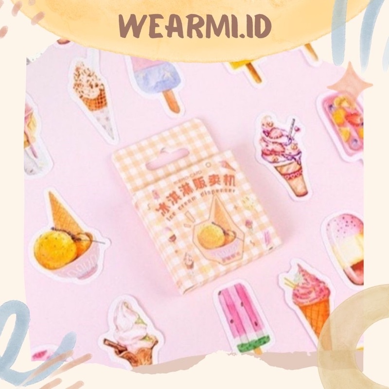 

46 pcs Sticker Box Deco Ice Cream Orange Scrapbook Jurnal Diy Bujo