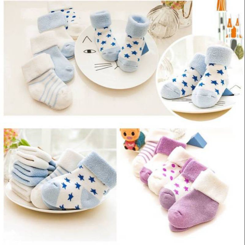 (1pasang) KK  bahan handuk Super Lembut dan Tebal Kaos kaki bayi (0-12 Bulan)import