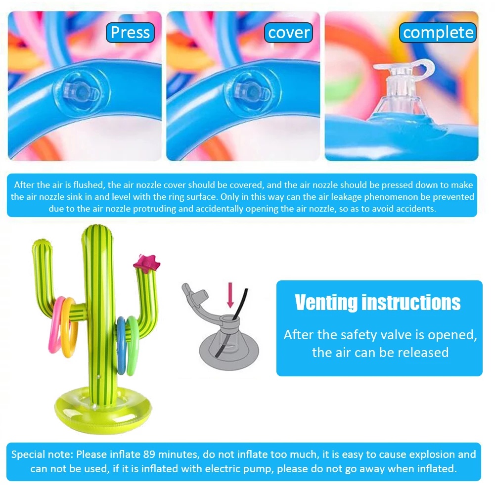 [ 1 SET PVC Inflatable Cactus Ring balloon Water Toy  for family games summer beach parties ]