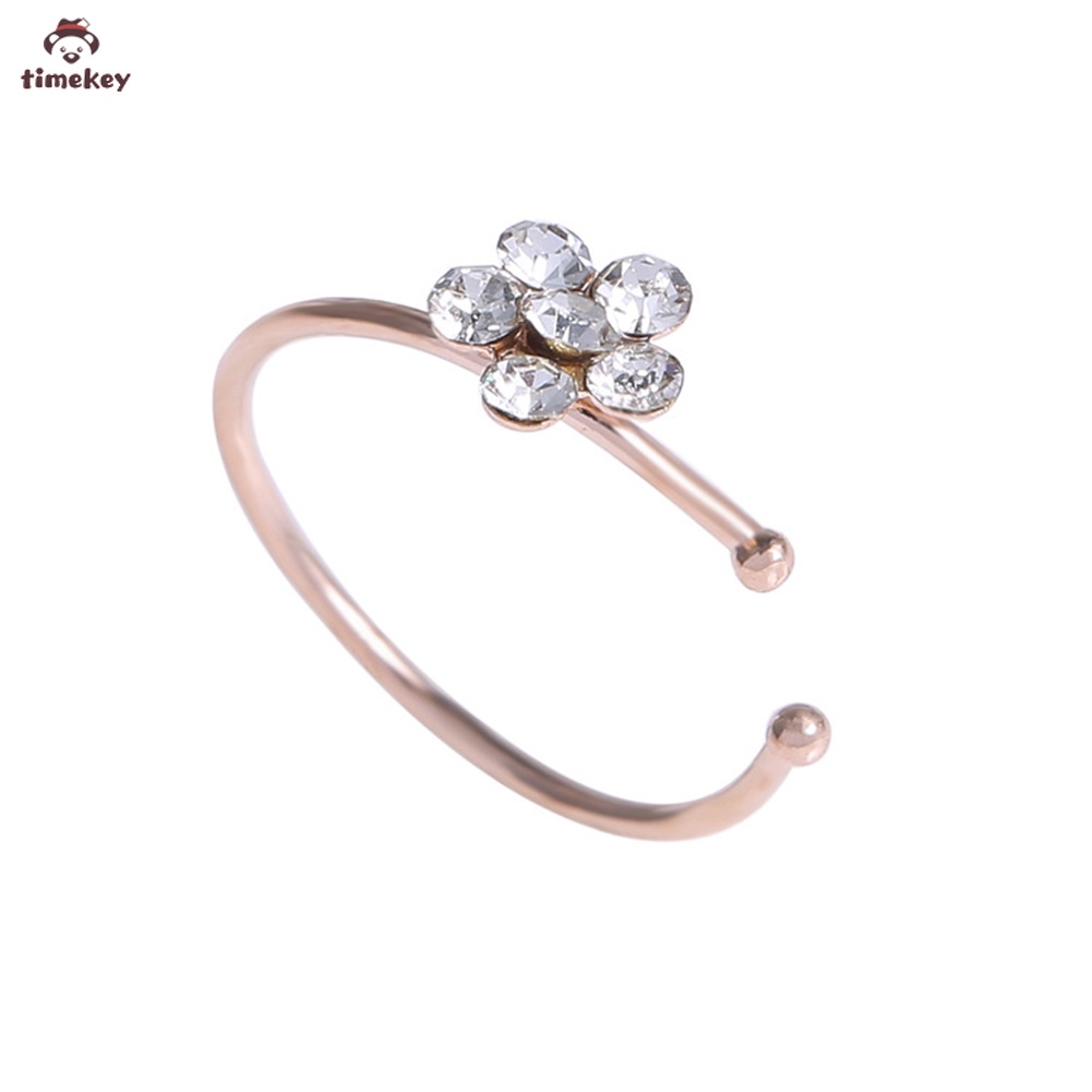 【TK】 Fashion Plum Blossom Rhinestones C-shaped Nose Rings Body Piercing Accessories