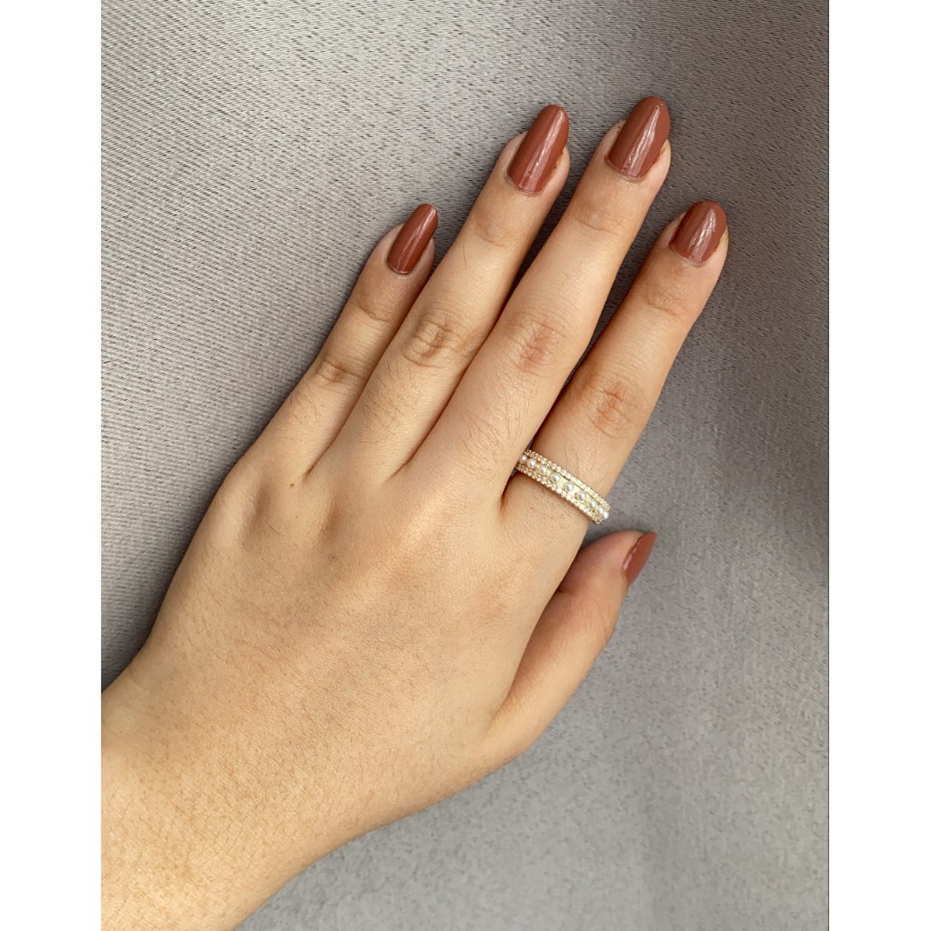 Cincin Korea Gold Plated Sangat cakep elegan CA022 Free Size Open Ring berlian mewah mutiara