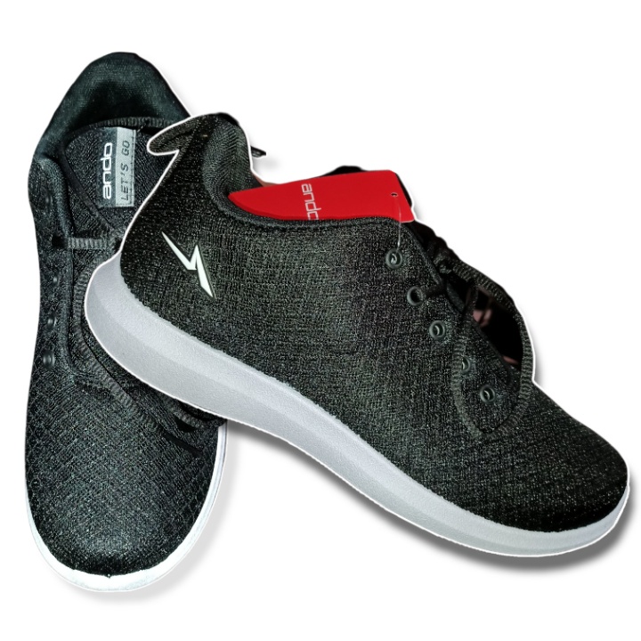 Sepatu Pria Sekolah ANDO BSC 21 Hitam Putih 100% Original Sneakers Black White Dewasa Size 39-43 Bac