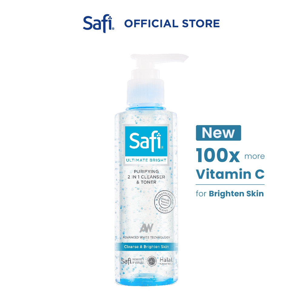 SAFI Ultimate Bright 2 in 1 cleanser &amp; toner 150ml (Gantinya WE)