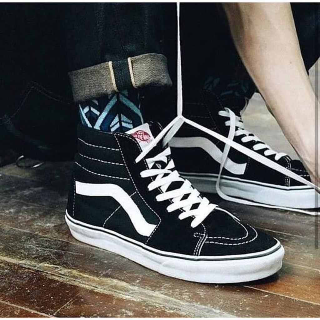 [BNIB] SNEAKERS VANS SK8HI BLACK WHITE SEPATU HYPE SKATEBOARD-6