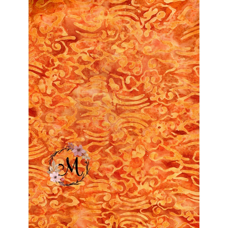Perca kain katun batik bali - batik smoke -orange