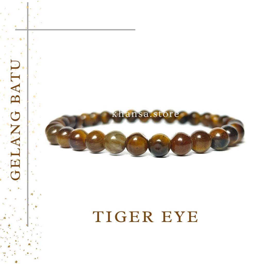 GELANG TANGAN BATU NATURAL TIGER EYE MODEL TALI ELASTIS ACCESSORIES PERHIASAN