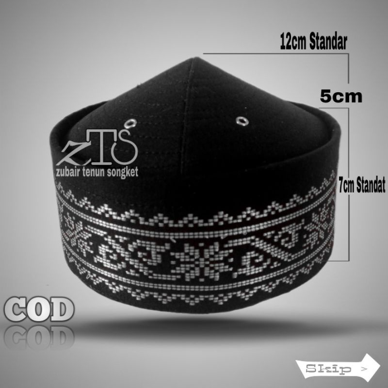 Peci SONGKOK bulat motif oka warna silver melayu songkok zubair tenun songket nya fashion muslim dip