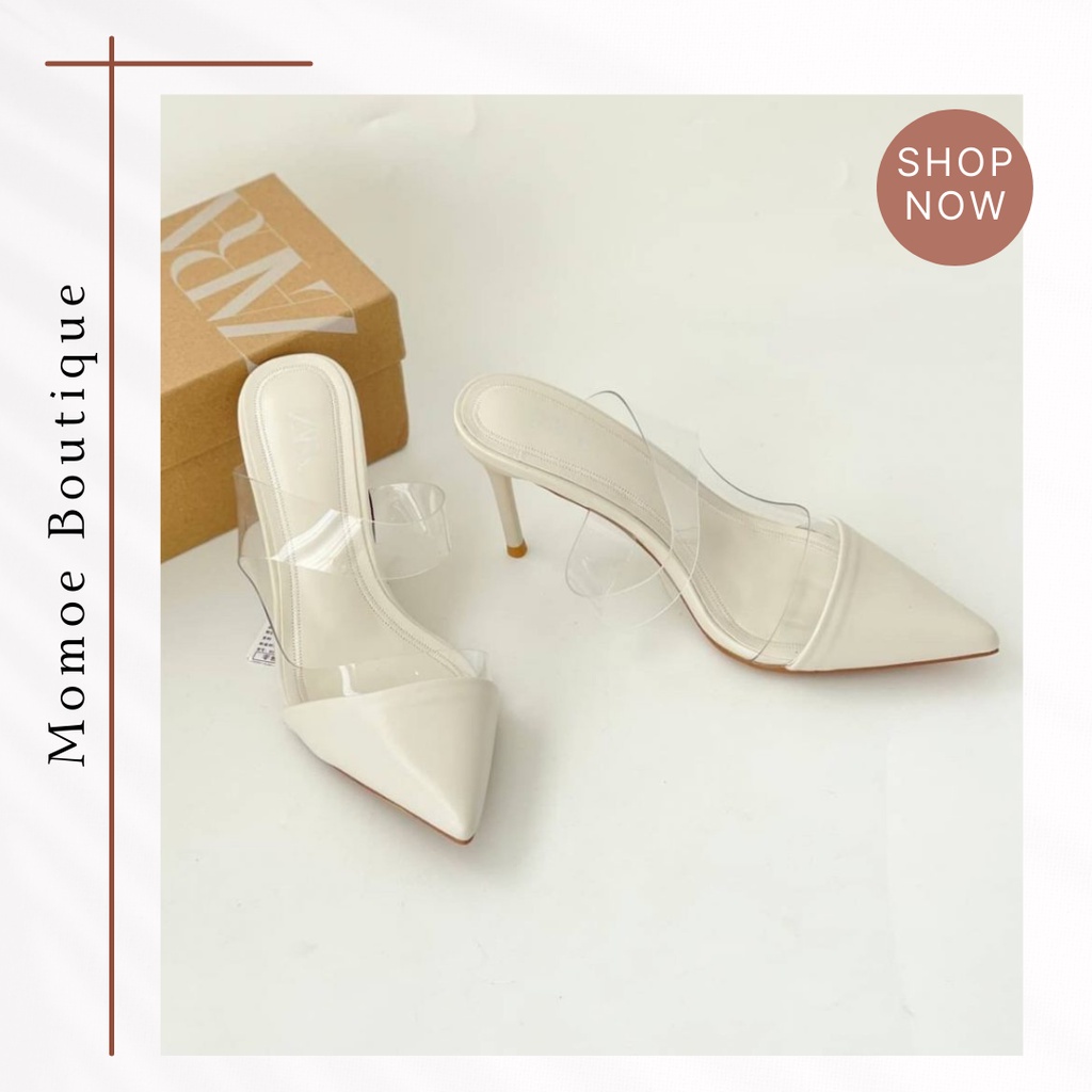 ZS005 Sepatu Heels Transparan Zara Vinyl Pump High Heels