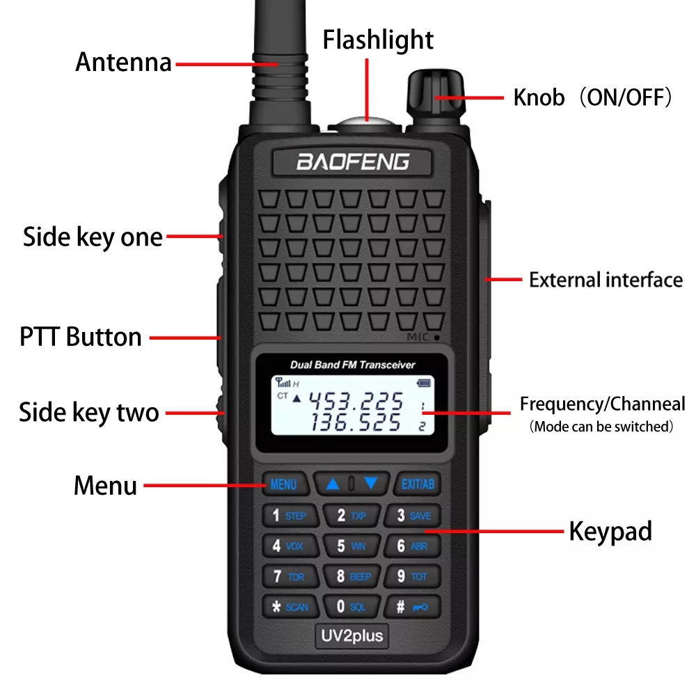 UV2PLUS - Two-Way Dual Band Radio Walkie Talkie 5W Power