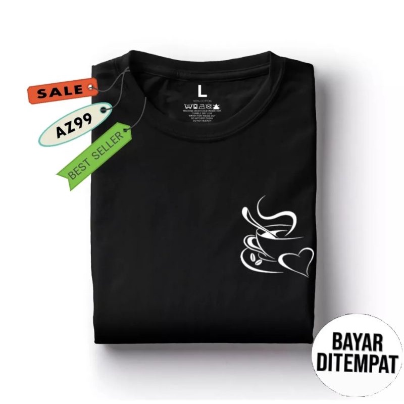 Kaos Unisex KOPI LOVE Baju Pria Baju Cewek Kaos Lengan Pendek Kaos Distro Kaos Oblong Murah Kos