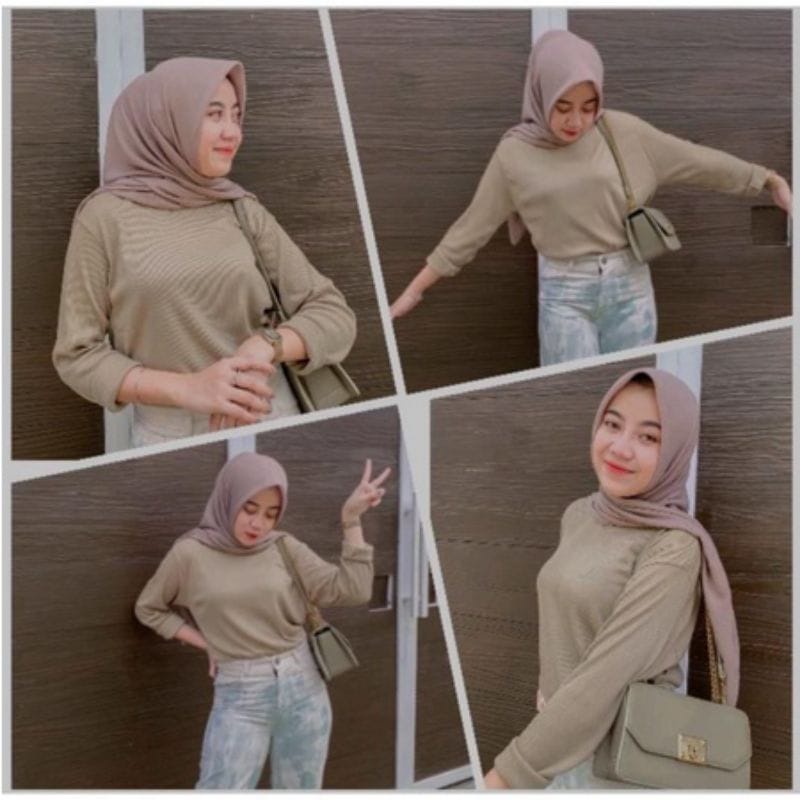 KAOS RIB LENGAN PANJANG WANITA / KAOS POLOS LENGAN PANJANG PREMIUM / KAOS RIB WANITA / KAOS UNIQLO /