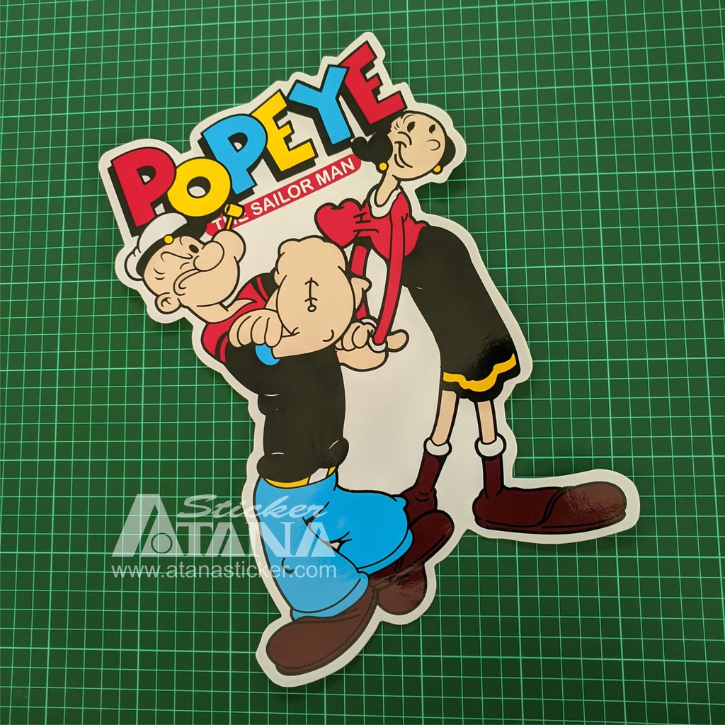 Stiker Printing Sablon Jumbo Vinyl Popeye Olive Brutus Kartun Cartoon Pelaut Mobil Dinding Kaca