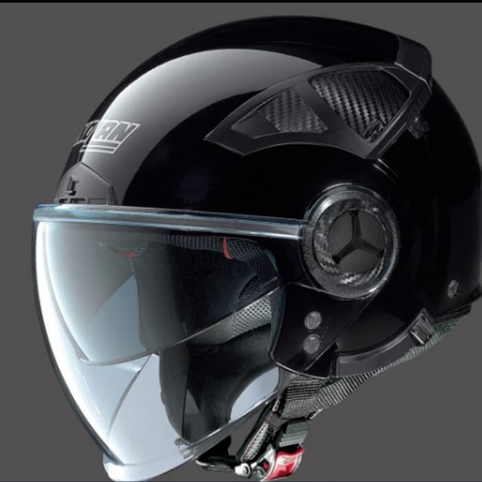 Helm Half Face Nolan N33 Evo Glossy Black 003 Double Visor
