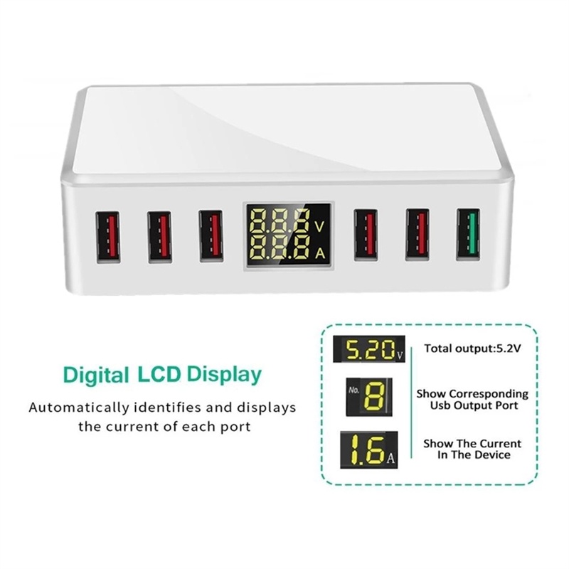 Tk Adapter Charger 6 Port Usb 3.0 Fast Charging Display Digital Untuk Handphone