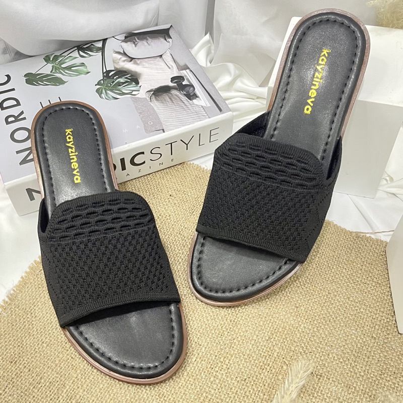 KAYZINEVA Sandal Flat Wanita Rajut Import Simple AB 05