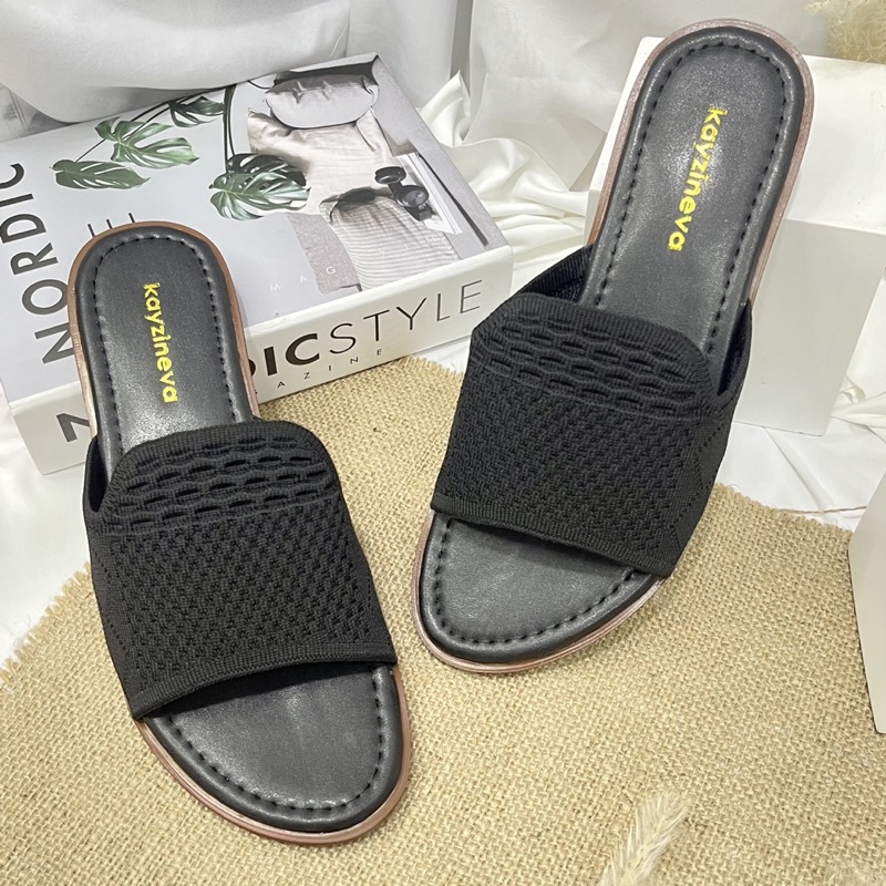 KAYZINEVA Sandal Flat Wanita Rajut Import Simple AB 05