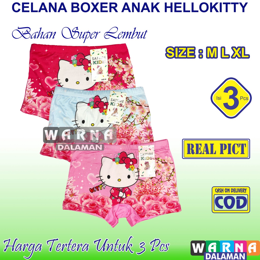 3 Pcs Celana Boxer Anak Perempuan Gambar Kartun Celana Dalam Boxer Karakter Sesuai Gambar | WARNA DALAMAN