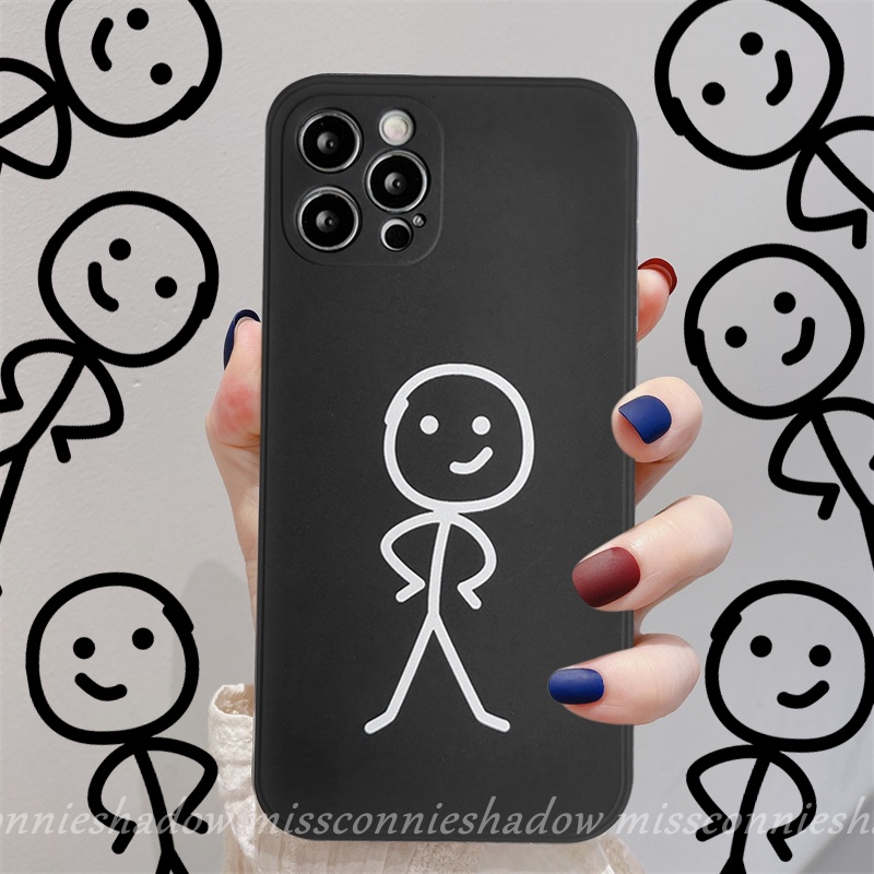 Casing Pasangan Tpu Lembut Tepi Lurus Untuk Infinix Hot12 11 Play Smart6Plus Smart5 4 Hot 10 9 Play Hot8 10 11s 11 10T 10Lite 10S Note8 12 11 Lucu Matchstick Pria Tutup Belakang