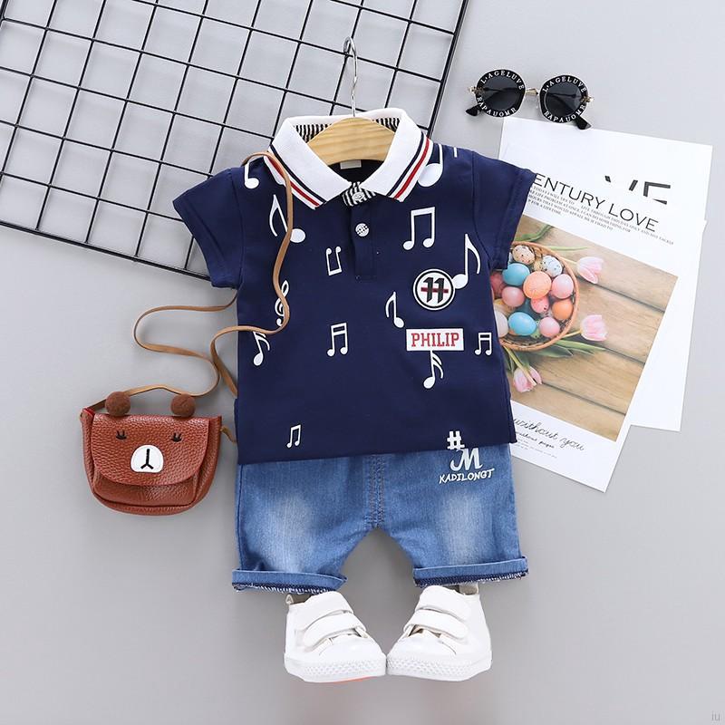 Set Baju  Atasan Casual  Celana Pendek  untuk  Laki Laki 