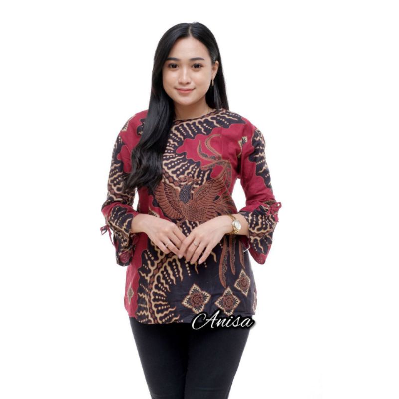 tey-17 Batik Wanita ASJ SA HRB026 Kenongo Kemeja Tosca Pendek-010