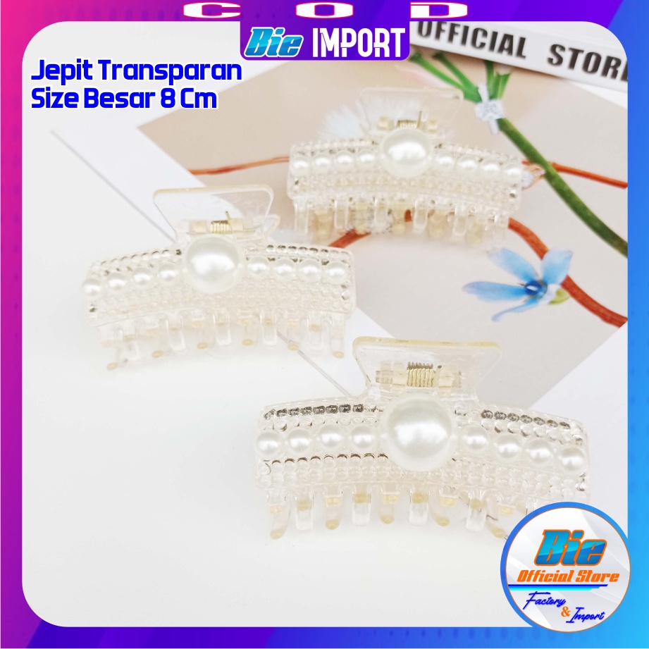 Jepit Rambut Korea Transparan Mutiara Premium Impor