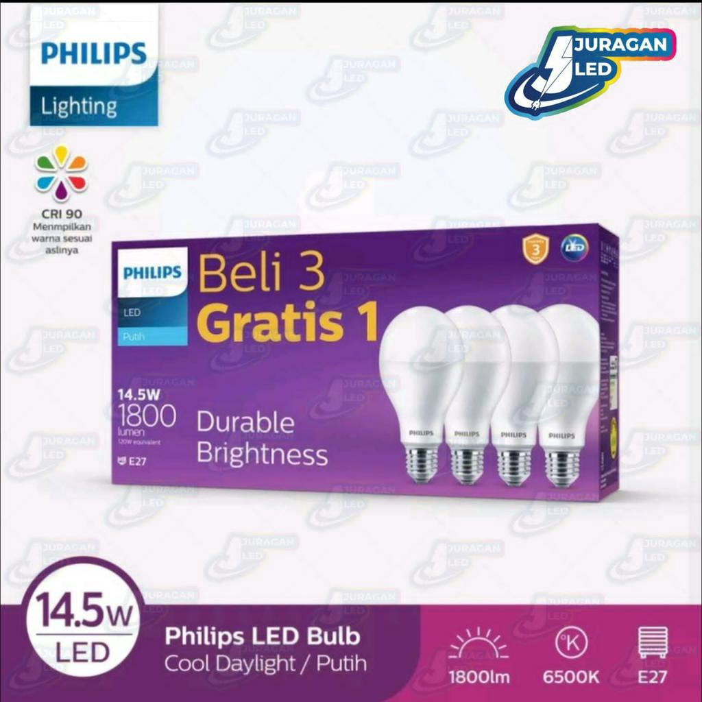 Philips Multipack LEDBulb 14.5W E27 6500K Putih