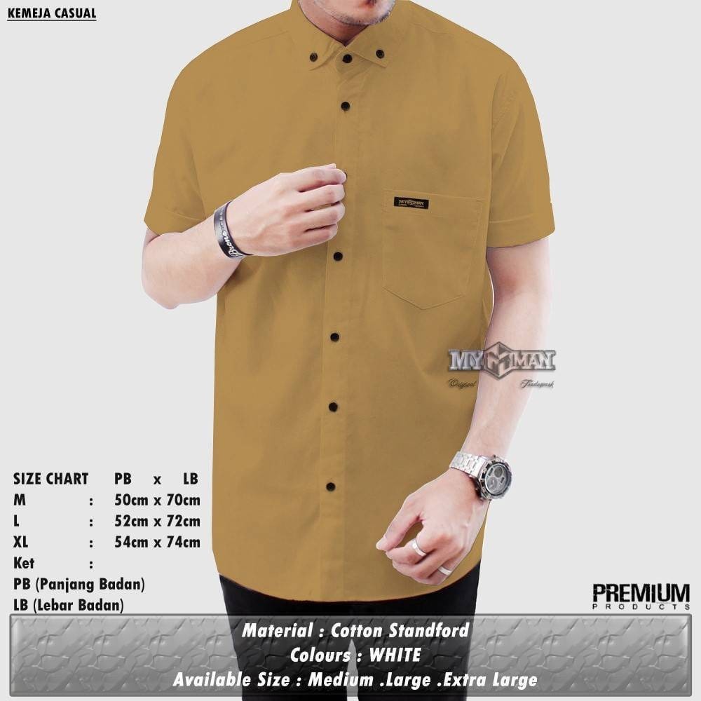 MY MAN Original Kemeja Polos lengan pendek kemeja pria warna coffee art seri MY131