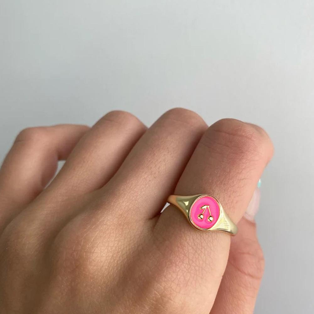 [Elegan] Cincin Jari Wanita Korea Baru Cherry Vintage Kristal Perhiasan Fashion