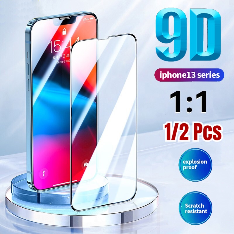 (1 / 2pcs) Pelindung Layar Tempered Glass 9d Anti Gores / Air / Sidik Jari Untuk Iphone 13 / 13pro / 13pro Max