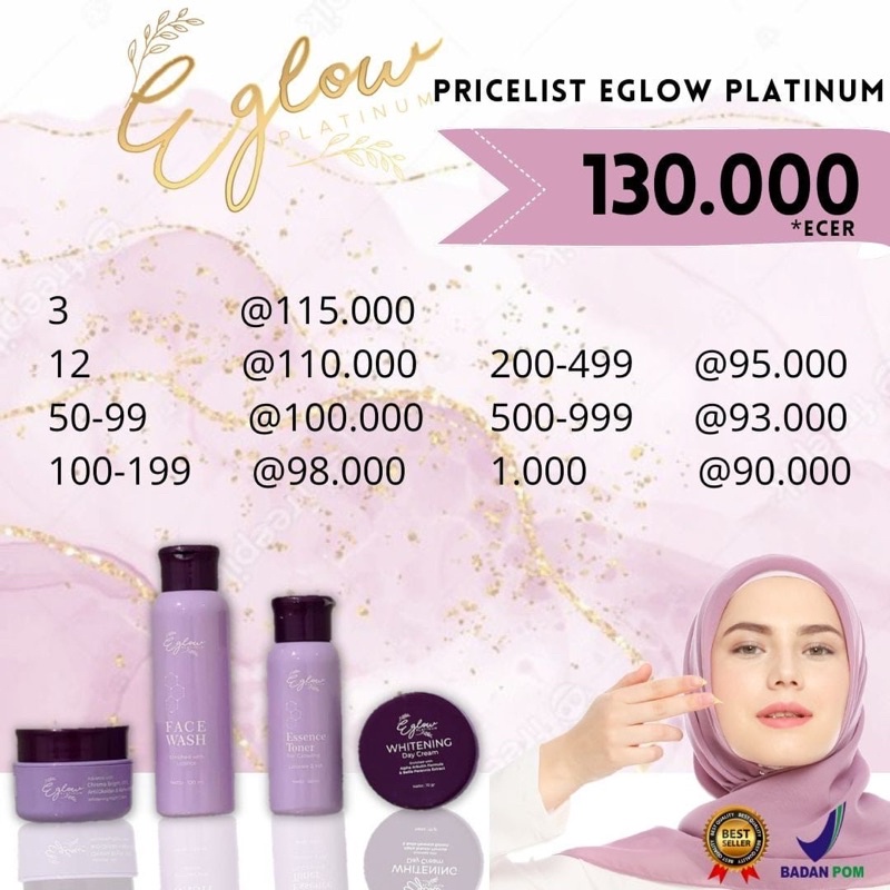 PAKET EGLOW PLATINUM KEMASAN TERBARU ORIGINAL 100% RESMI / Whitening series / Acne series / Menghaluskan Wajah / Kinclong