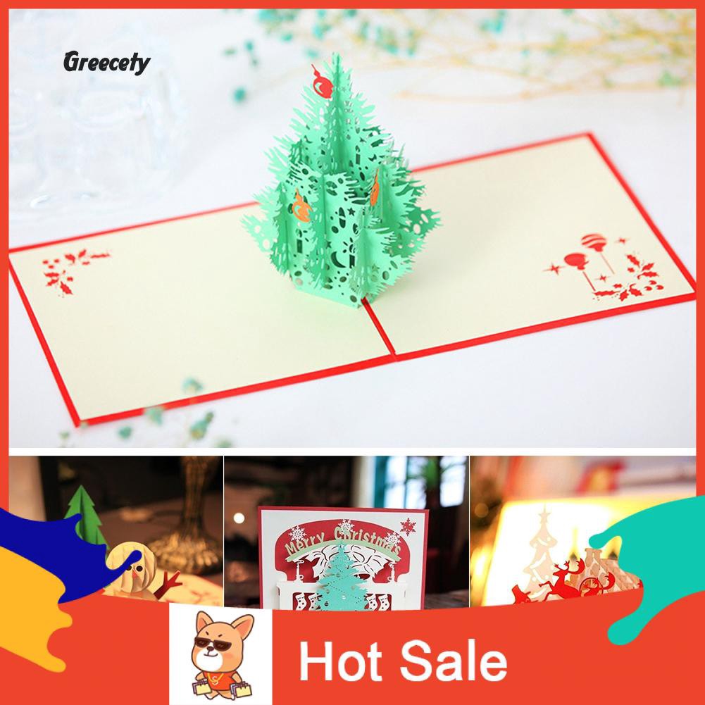 Kartu Ucapan Pop Up 3d Handmade Desain Pohon Natal Shopee Indonesia