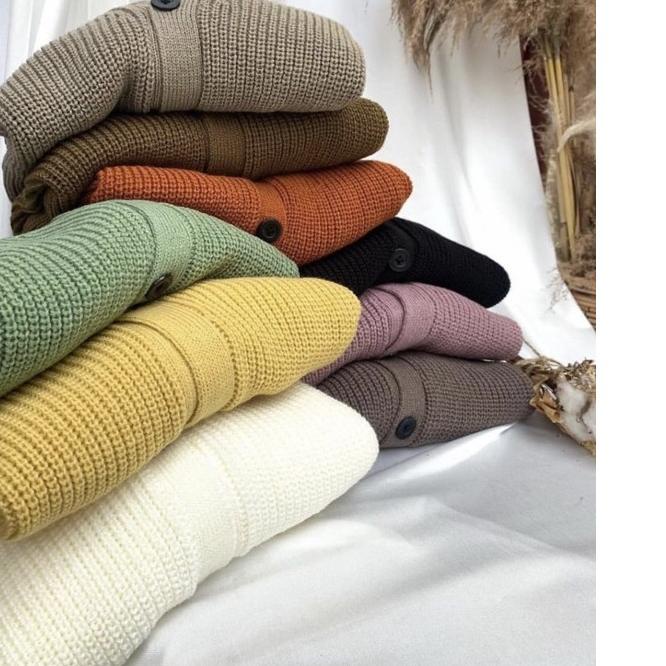 ֍ Cardigan Eireen Rajut 7 Gate XXL Tebal Premium By Alena / Outer Cardi Lilac Kancing ☑