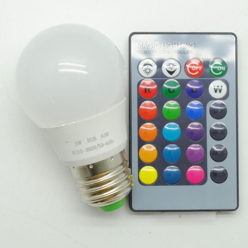 TaffLED Lampu Bohlam Lampu LED RGB dengan Remote Control E27 3W-White